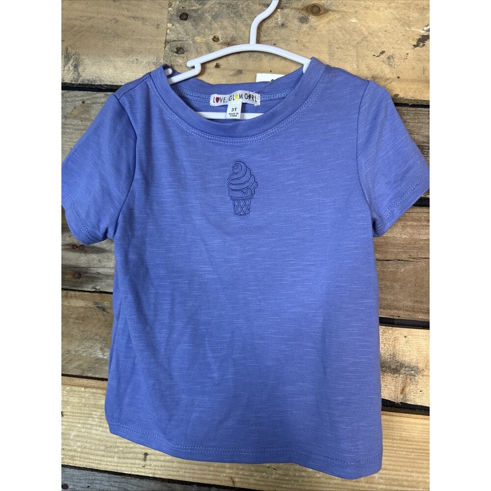 Love Glam Girl Riley Embroidered Ice-Cream Tee T-Shirt, 3T